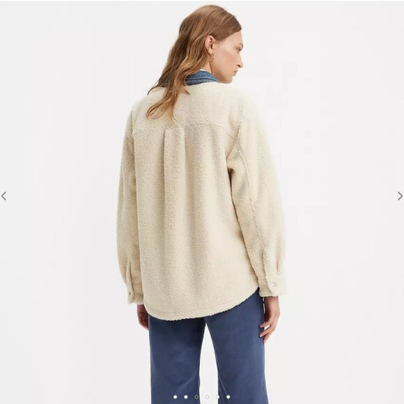 Levis Nola Shacket Shirt Jacket Almond Buff White Size XL NWT - Picture 3 of 15